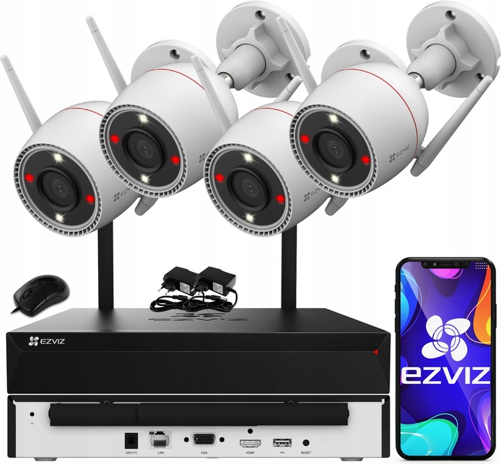 Zestaw Monitoringu WiFi 4 Kamery 5Mpx Zewnętrzne + Rejestrator WiFi 8ch