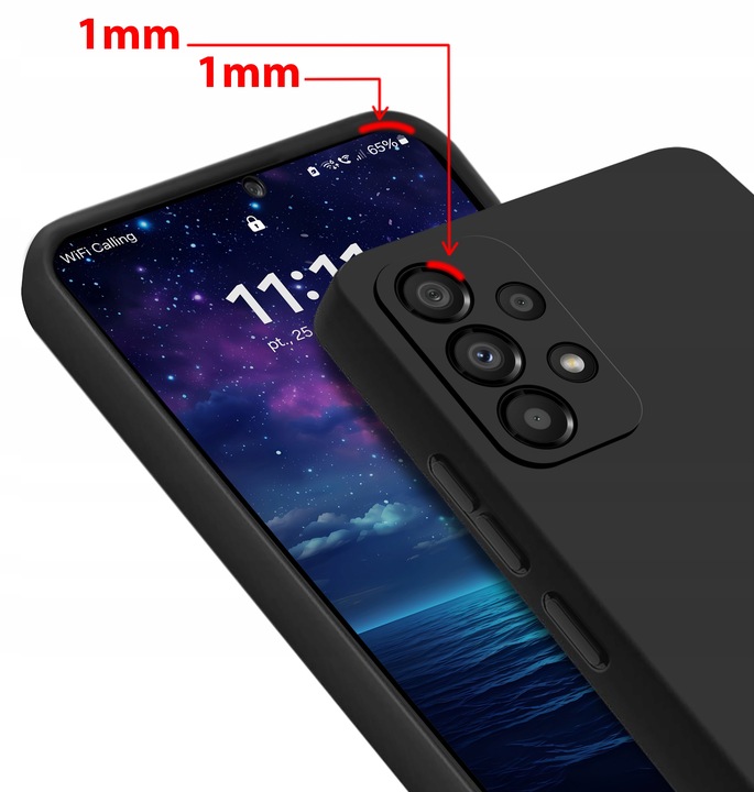 ZESTAW Etui do Samsung A53 5G | Matowe Czarne Silikon Slim +3 SZTUKI SZKŁO