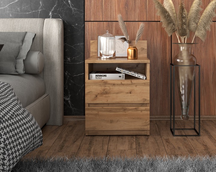 Szafka Nocna Stolik Nocny Wotan 40CM 2 Szuflady Półka Nakastlik Do
