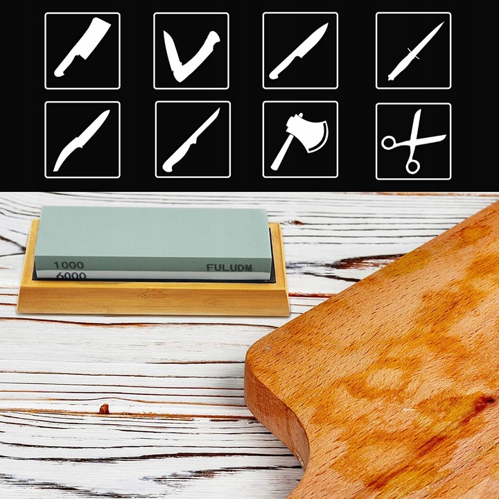 OSEŁKA DWUSTRONNA OSTRZENIE KAMIEŃ Wodny ZESTAW Ostrzałka do noży