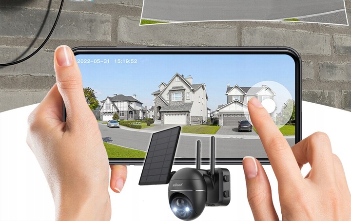 2X ZEWNĘTRZNA KAMERA WIFI SOLARNA OBROTOWA NA BATERIE Z PANELEM SOLARNYM