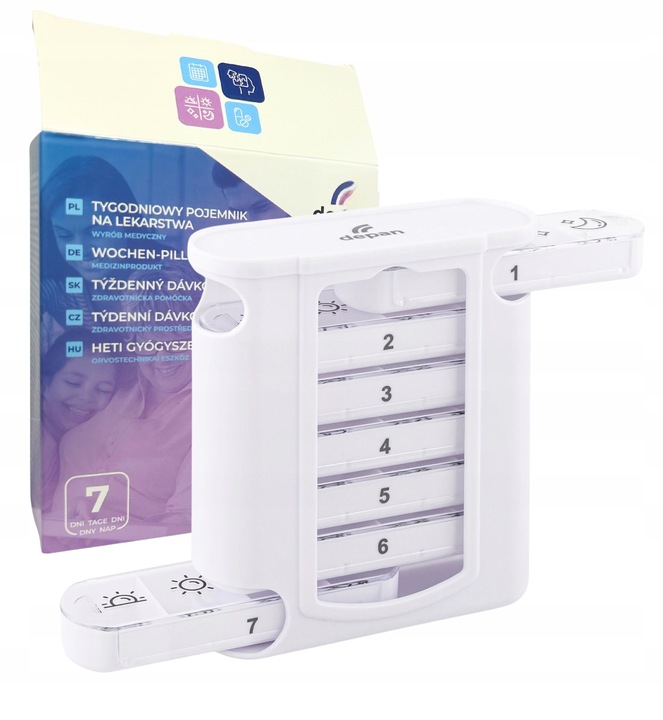 Pudełko na lekarstwa, kasetka na leki, pojemnik na leki rano wieczorem
