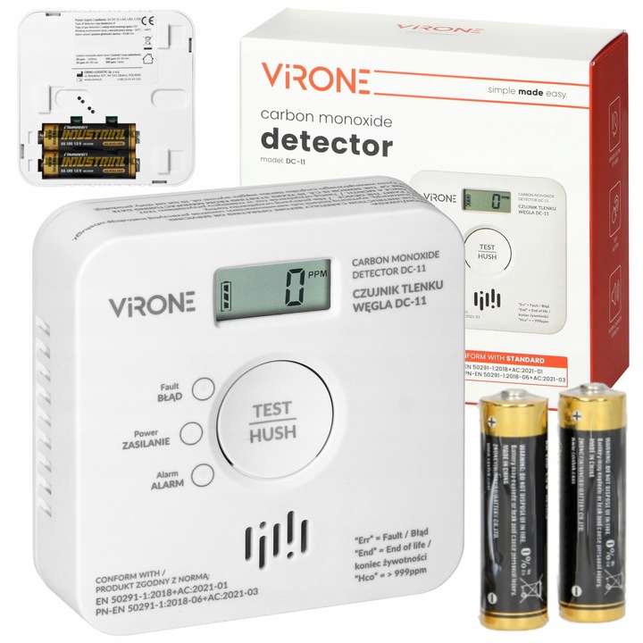 Czujnik Czadu Detektor Tlenku Węgla Bezprzewodowy 85db 10 LAT +