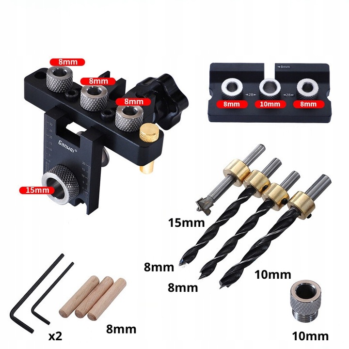 SZABLON DO POŁĄCZEŃ MIMOŚRODOWYCH KÓŁKOWYCH DO WIERCENIA OTWORÓW 8/10/15MM