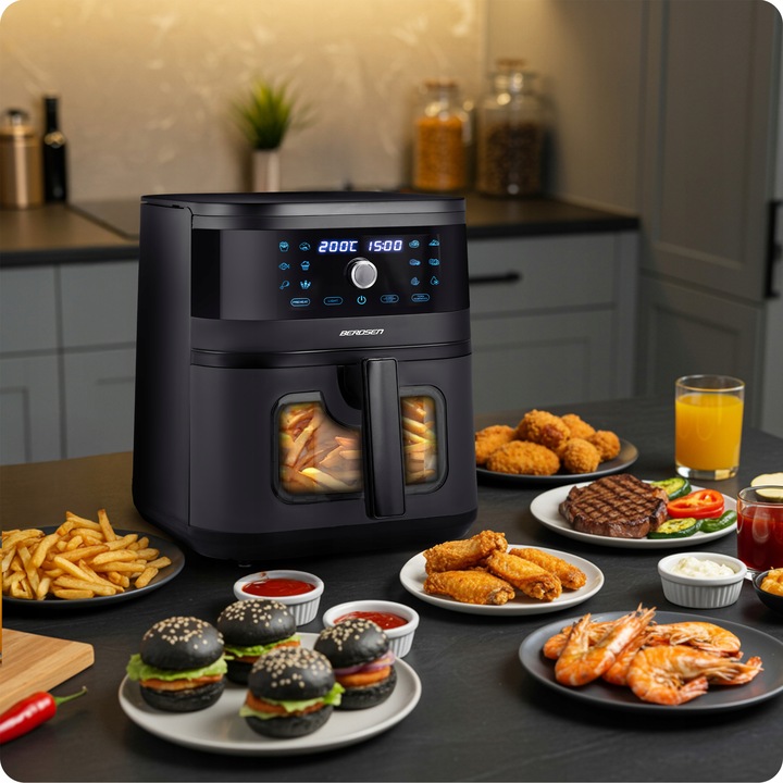 FRYTKOWNICA BEZTŁUSZCZOWA XL AIR FRYER DUŻA FRYTOWNICA 8L BERDSEN