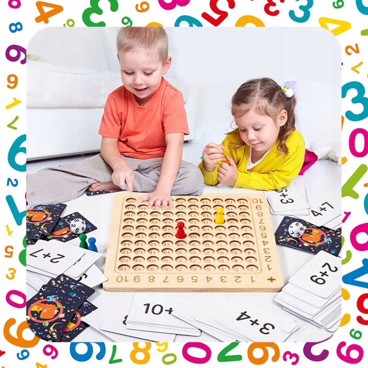 GRA EDUKACYJNA PLANSZOWA TABLICZKA MNOŻENIA + DODAWANIA NAUKA TABLICZKI