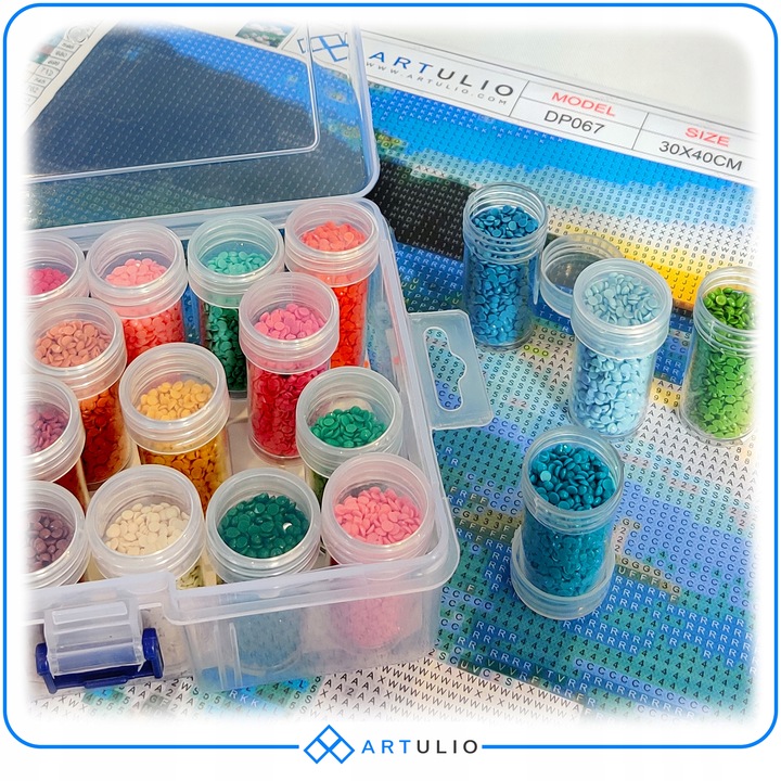 Zestaw 24 pojemników do diamond painting akcesoria haft diamentowy mozaika