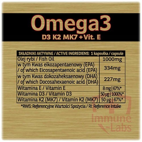 Immune-Labs Omega 3 + WITAMIN D3 + VIT K2 MK7 + E