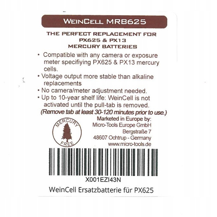 Bateria WEIN Cell zamiennik dla PX625