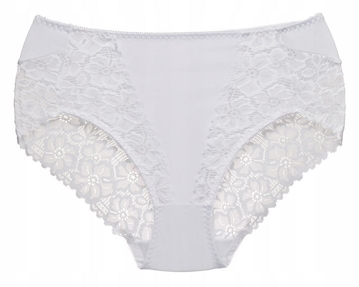 Wygodne majtki figi damskie bawełniane koronkowe z wysokim stanem pełne