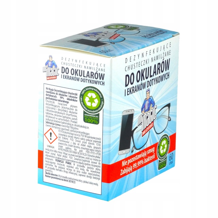 CHUSTECZKI NAWILŻANE DO OKULARÓW MR MAGIC 4x 60SZT
