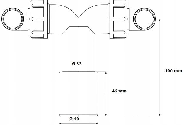 PODWÓJNY SYFON NADTYNKOWY DN 32 40- DO PRALKI I SUSZARKI, WYSOKA
