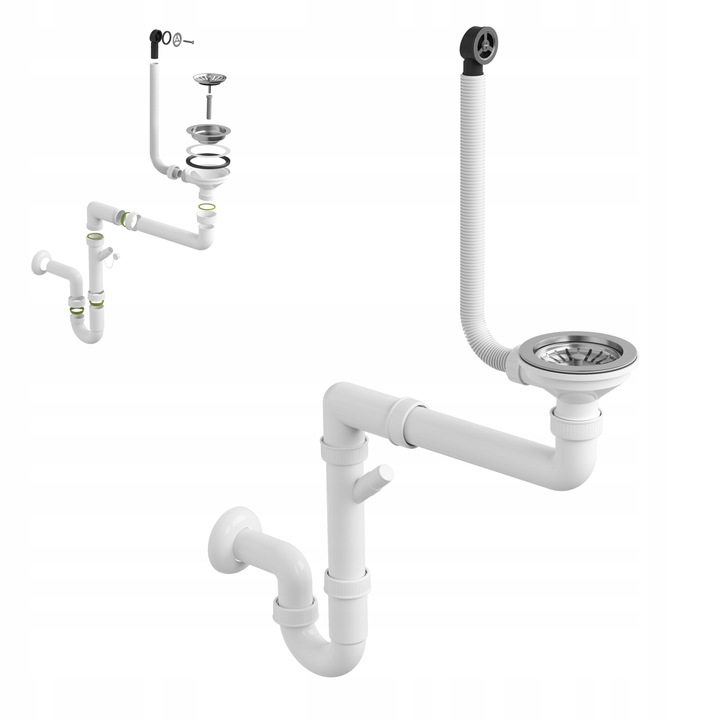 SYFON MANUALNY JEDNOKOMOROWY ZLEWOZMYWAKOWY KUCHENNY ANTYPRZELEWOWY