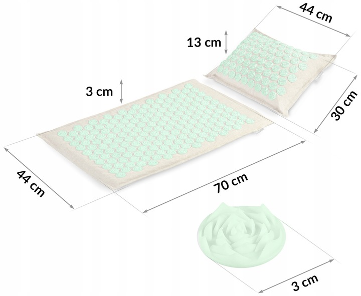 MATA DO AKUPRESURY Z KOLCAMI + PODUSZKA + TORBA
