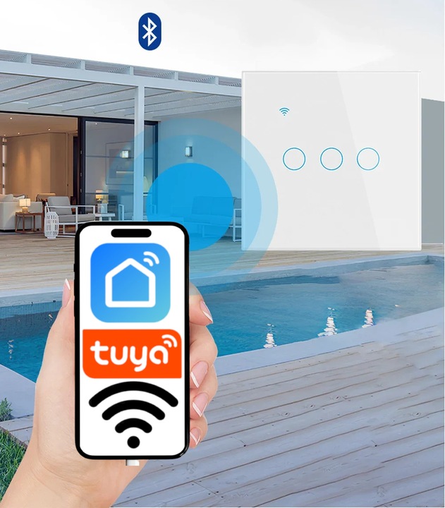 WŁĄCZNIK WYŁĄCZNIK ŚWIATŁA SZKLANY WIFI BIAŁY PODWÓJNY 2G TUYA SMART ⌀60