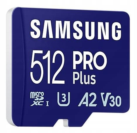 Samsung PRO Plus microSDXC 512GB U3 A2 V30 180 MB/s Adapter Karta pamięci