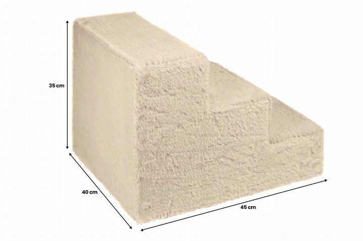 Schodki dla psa 3-stopnie tapicerowane kremowe podest dla psa do kanapy