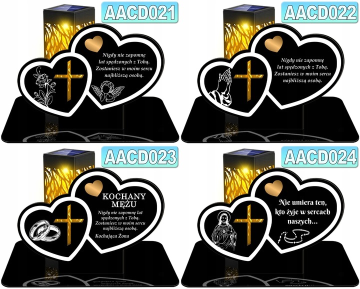 ZNICZ SOLARNY LED WIECZNY DLA DZIADKÓW NA CMENTARZ GRÓB lampka Serce 3D