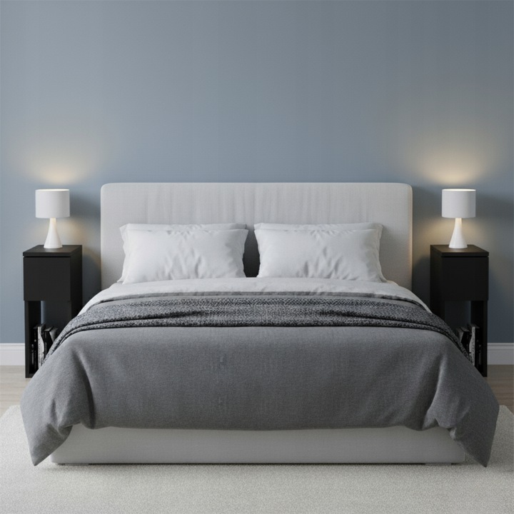 SZAFKA NOCNA CZARNA WĄSKA 20CM Z SZUFLADĄ I PÓŁKĄ LOFT STOLIK NOCNY