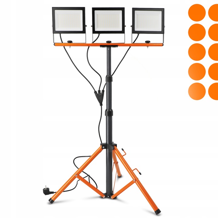 Halogen LED Statyw Budowlany Naświetlacz 3x 100W 33000lm Lampa Na