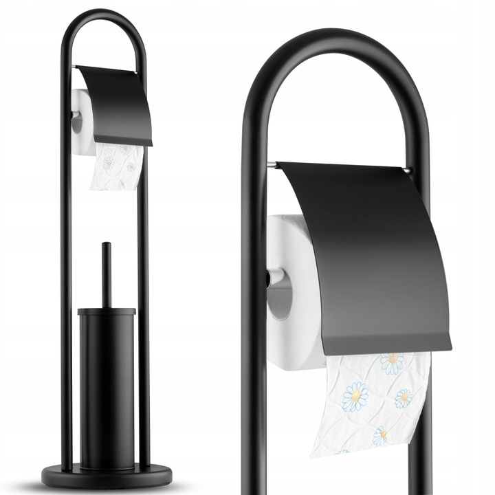 Stojak na papier toaletowy i szczotkę do WC czarny łazienkowy loft uchwyt