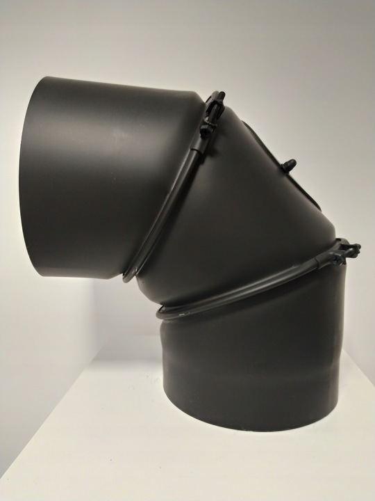 KOLANO 90st FI 180 nastawne spalinowe czarne 2mm 3-segmentowe z rewizją