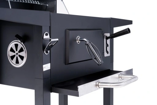 GRILL GRIL OGRODOWY WĘGLOWY POKRYWA POPIELNIK TERMOMETR