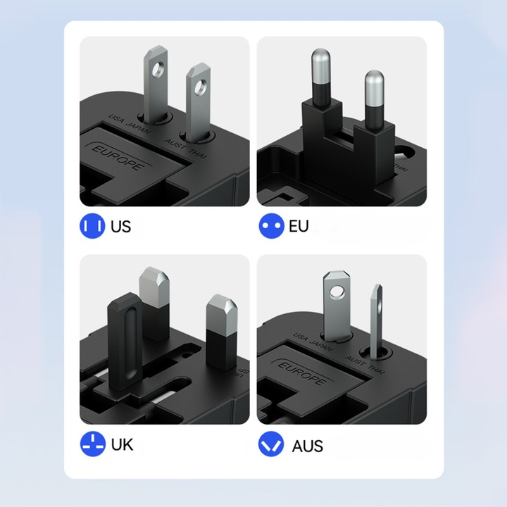 PRZEJŚCIÓWKA GNIAZDKA CAŁY ŚWIAT ADAPTER PODRÓŻNY ŁADOWARKA USB UNIWERSALNA