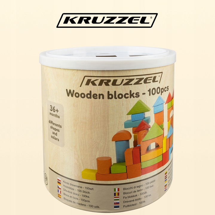 Klocki Drewniane Zestaw 100szt Układanka Miasto Edukacyjne Kolorowe Sorter