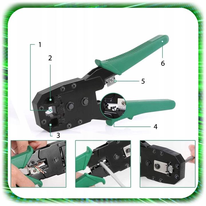 TESTER KABLI SIECIOWYCH RJ45 Przewodów Zaciskarka ZESTAW Sieci LAN ŚCIĄGACZ