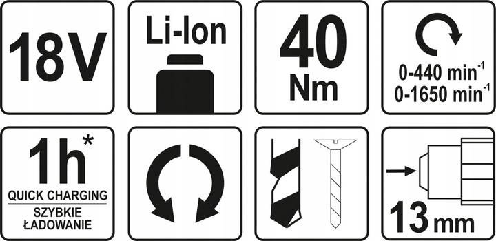 YATO WIERTARKO-WKRĘTARKA 18V 40Nm AKUMULATOROWA