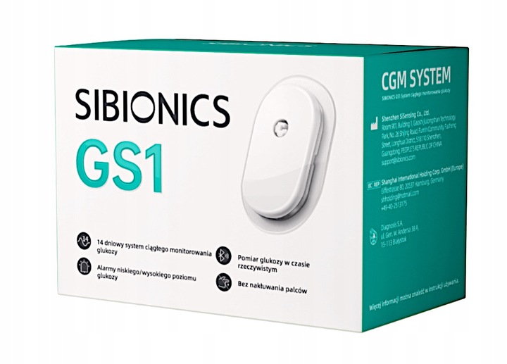 SENSOR CGM SIBIONICS GS1 - SYSTEM CIĄGŁEGO MONITOROWANIA GLUKOZY