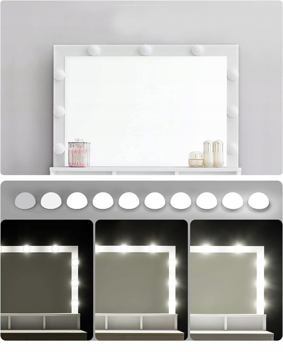 Toaletka kosmetyczna Z LUSTREM I OŚWIETLENIEM LED 2 szuflady 3