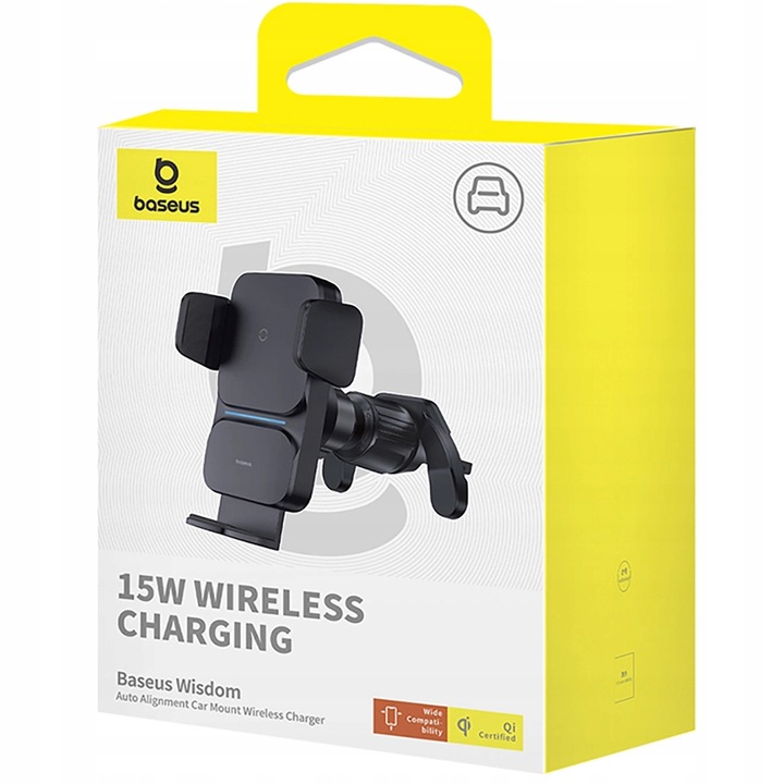 Stabilny uchwyt z ładowaniem indukcyjnym Baseus USB-C na telefon do auta