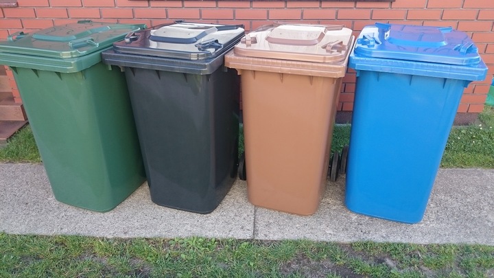 POJEMNIK KOSZ 240L NA ŚMIECI ODPADY BRĄZ NIEBIESKI