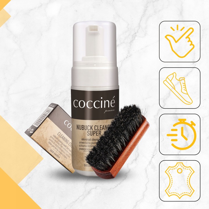 Zestaw do Czyszczenia Butów Zamszowych Pianka Gumka Szczotka Coccine 3w1