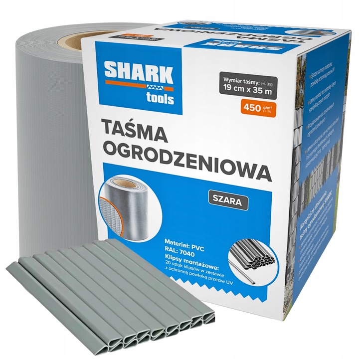 TAŚMA OGRODZENIOWA SZARA 19 cm x 35 m OSŁONA NA PŁOT OGRODZENIE