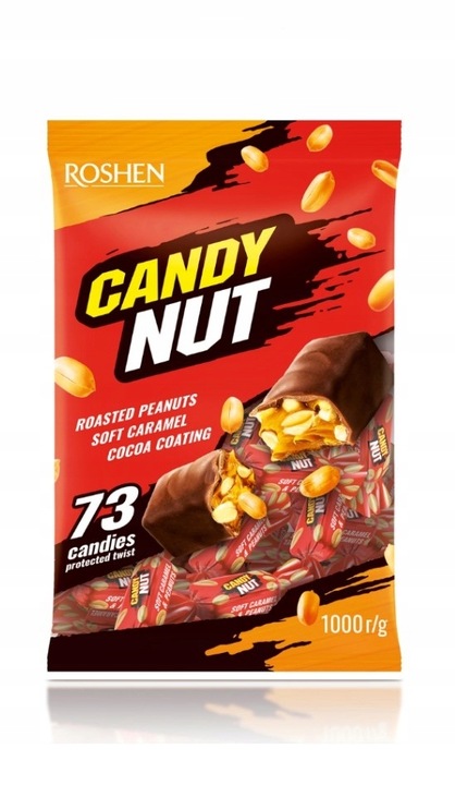 Roshen CANDY NUT 73 szt Cukierki z masą karmelową i orzeszkami w czek.1kg-1