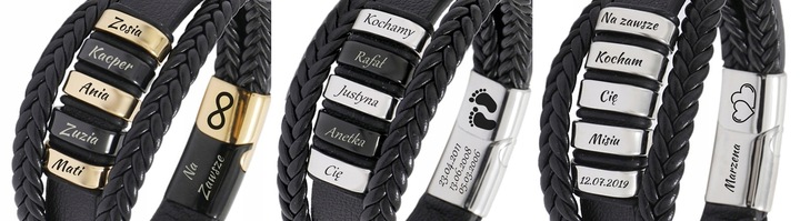 Bransoletka SKÓRZANA IMIONA RODZINY GRAWER