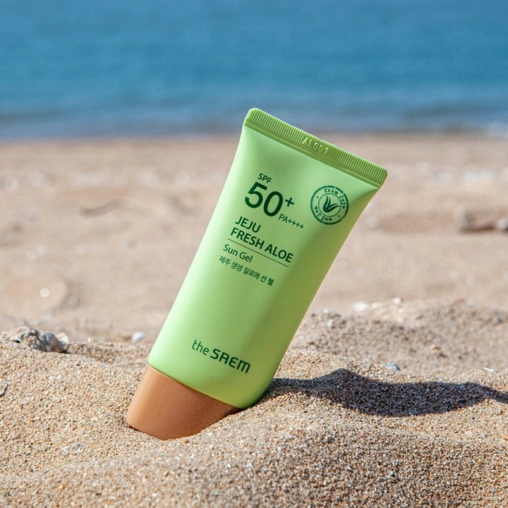 The Saem Jeju Fresh Aloe Sun Gel Lekki Krem Do Twarzy z Filtrem SPF 50