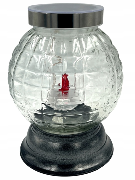 ZNICZ SOLARNY FOTOWOLTAICZNY DUŻY KULA KARBOWANE SZKŁO 24CM !