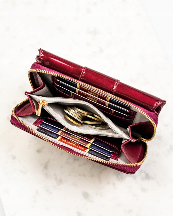 Peterson damski portfel ze skóry ekologicznej w kwiaty pionowy na