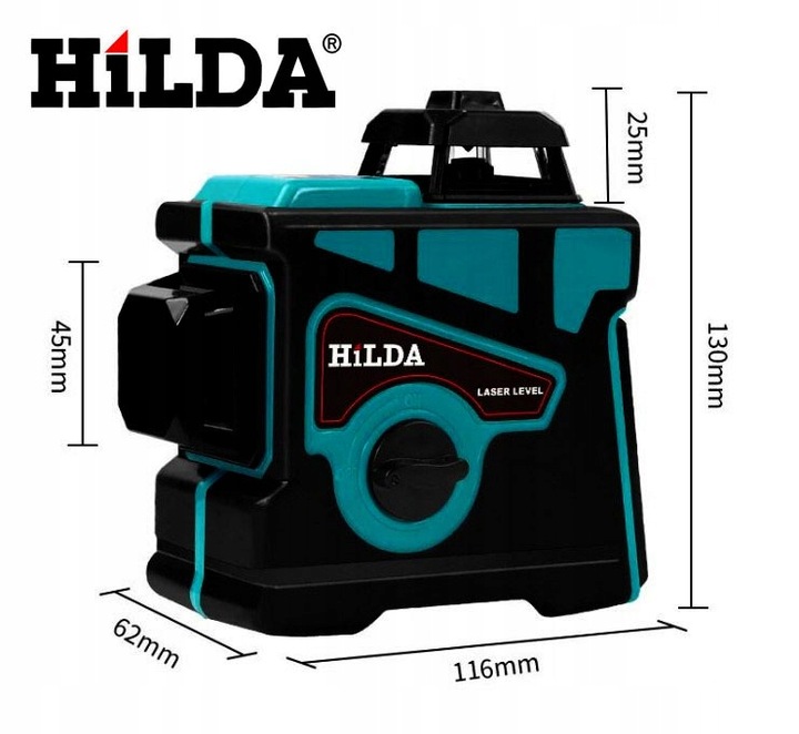 HILDA POZIOMICA 3D 12 LINII LASER KRZYŻOWY SAMOPOZIOMUJĄCY NIWELATOR TARCZA