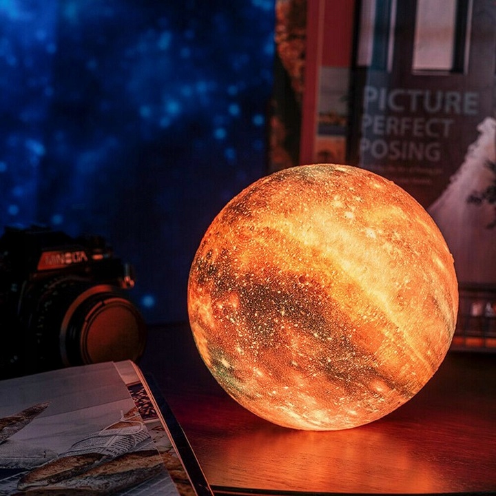 LAMPKA NOCNA LAMPA 3D Księżyc 48cm MOON LIGHT RGB Projektor Gwiazd + pilot