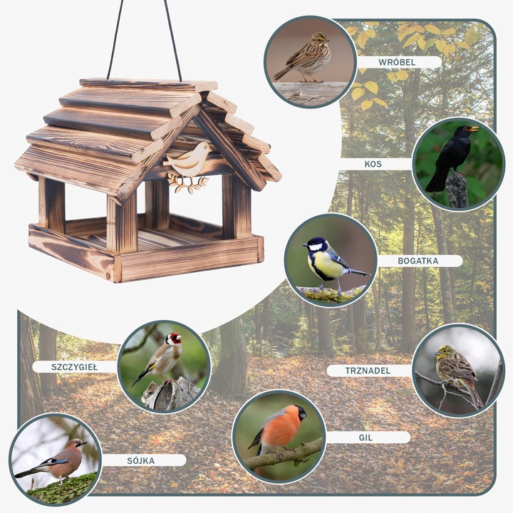 Karmnik Dla Ptaków Na Ziarno Duży Stojący Opalany Solidny + Słonecznik