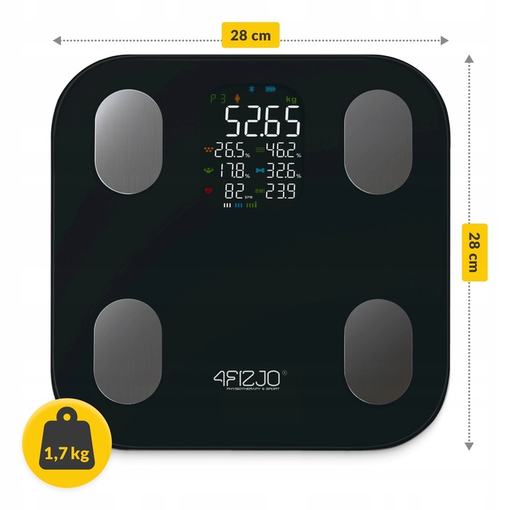 WAGA ŁAZIENKOWA ANALITYCZNA ELEKTRONICZNA POMIAR TŁUSZCZU BMI SZKLANA