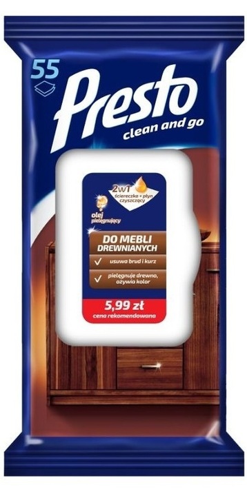 PRESTO ZESTAW MIX 4x Ściereczki chusteczki nawilżane mokre do domu 2w1