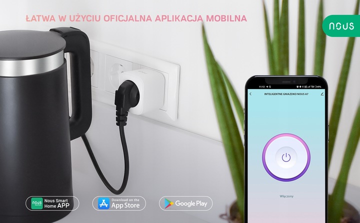 Inteligentne gniazdko WiFi NOUS A7 TUYA WATOMIERZ PROGRAMATOR TIMER 16A