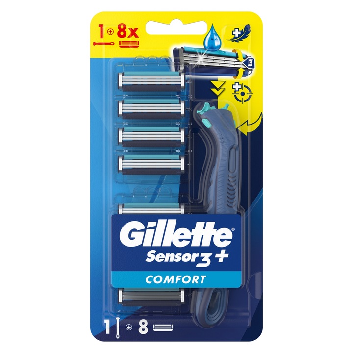 MASZYNKA NA WKŁADY DO GOLENIA GILLETTE SENSOR3+ COMFORT + 8 WKŁADÓW