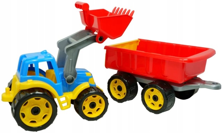 DUZY 65cm Traktor ciągnik z przyczepą